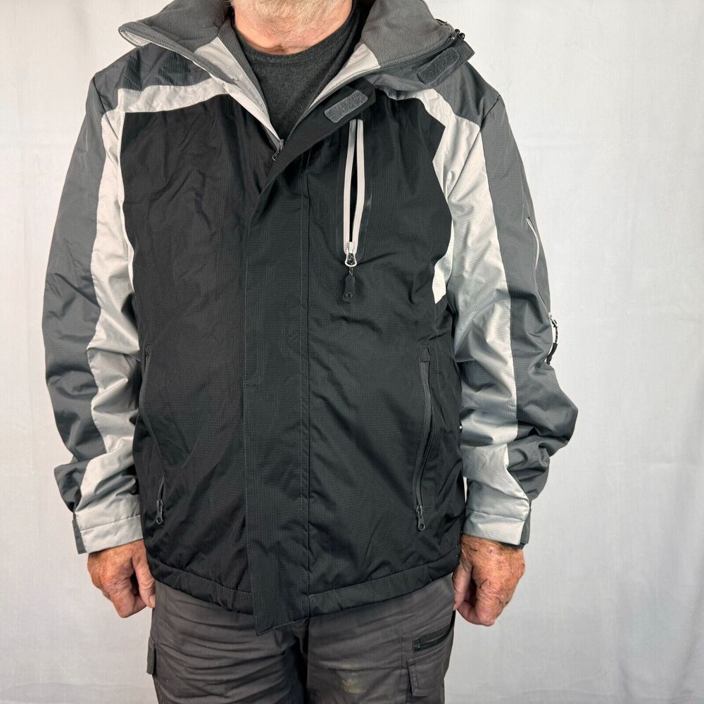 Xersion Snow Jacket Men Sz XL Waterproof Black Charcoal Gray